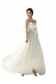 Sleeveless Strapless Soft Chiffon Ivory Long Wedding Dress Bath