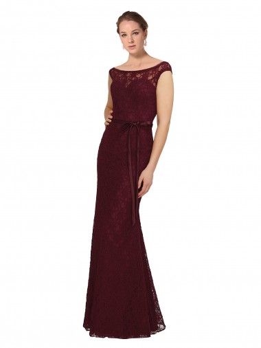 Cap Sleeves Bateau Neck Soft Chiffon Burgundy Gold Long Bridesmaid Dress Bath