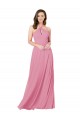Sleeveless Halter Neck Soft Chiffon Skin Pink Long Prom Dress / Bridesmaid Dress Bath