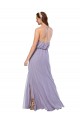 Sleeveless Halter Neck Chiffon Dark Navy Long Bridesmaid Dress / Evening Dress Bath