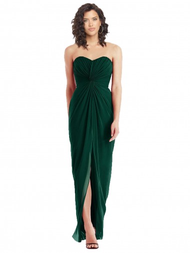 Sleeveless Strapless Soft Chiffon Ever Green Long Bridesmaid Dress Bath
