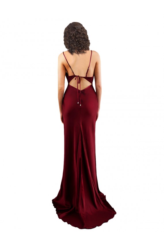 Sleeveless Cowl Neck Silk like Satin Burgundy Long Formal Evening Gown / Prom Dress / Bridesmaid Dress Bath