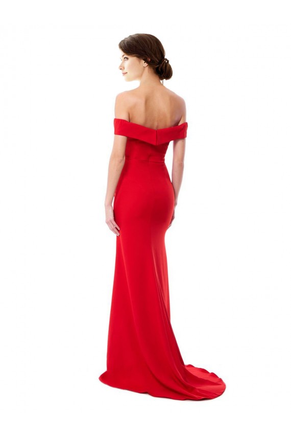 Sleeveless High Neck Stretch Crepe Red Long Bridesmaid Dress / Evening Dress Bath