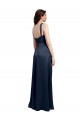 Sleeveless Cowl Neck Stretch Satin Dark Navy Long Formal Evening Gown / Prom Dress / Bridesmaid Dress Bath