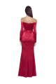 Long Sleeves Sweetheart Stretch Satin Dark Red Long Formal Evening Gown / Prom Dress / Bridesmaid Dress Bath