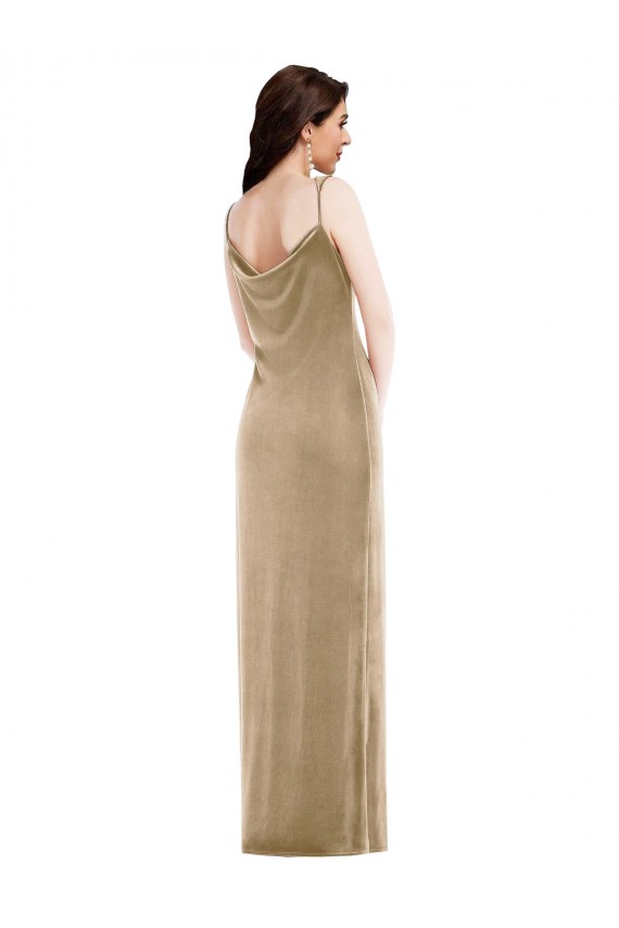 Sleeveless One Shoulder Stretch Velvet Champagne Long Black Tie Evening Gown / Prom Dress / Bridesmaid Dress Bath